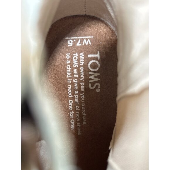 Toms Womens Peep-Toe Ankle Booties With Block Heel In Textured Beige - Picture 8 of 9